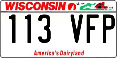 WI license plate 113VFP