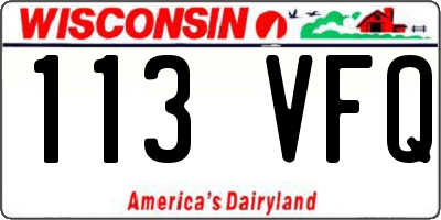 WI license plate 113VFQ