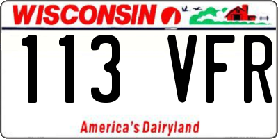 WI license plate 113VFR