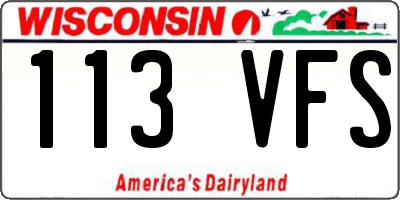 WI license plate 113VFS