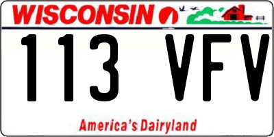 WI license plate 113VFV