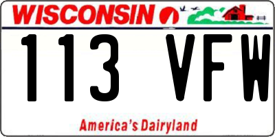 WI license plate 113VFW