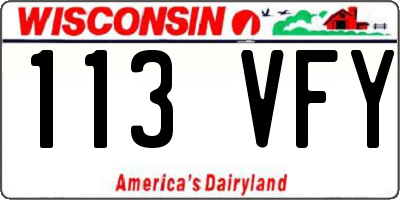 WI license plate 113VFY