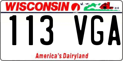 WI license plate 113VGA