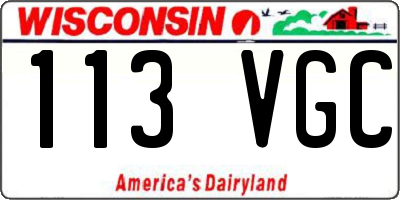 WI license plate 113VGC