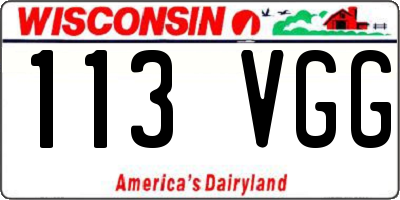 WI license plate 113VGG