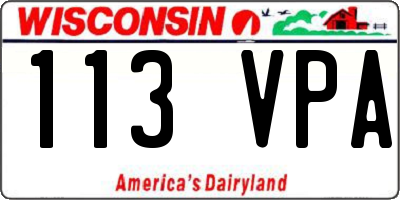 WI license plate 113VPA