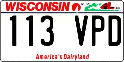 WI license plate 113VPD