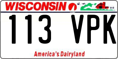 WI license plate 113VPK