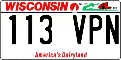 WI license plate 113VPN