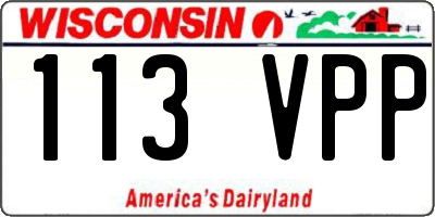 WI license plate 113VPP