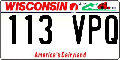 WI license plate 113VPQ