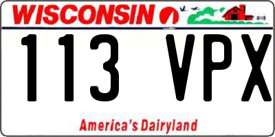 WI license plate 113VPX