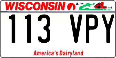 WI license plate 113VPY