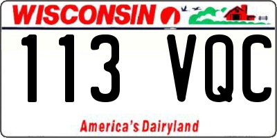 WI license plate 113VQC