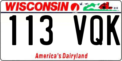 WI license plate 113VQK