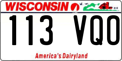 WI license plate 113VQO