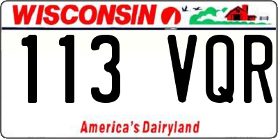 WI license plate 113VQR