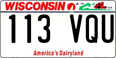 WI license plate 113VQU