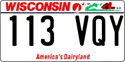 WI license plate 113VQY