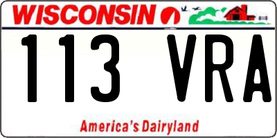 WI license plate 113VRA