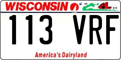 WI license plate 113VRF