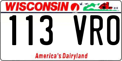 WI license plate 113VRO