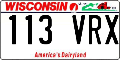 WI license plate 113VRX