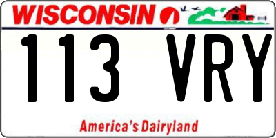 WI license plate 113VRY