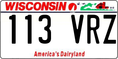 WI license plate 113VRZ