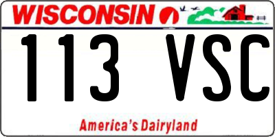 WI license plate 113VSC