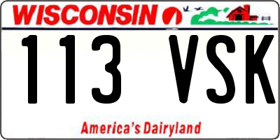 WI license plate 113VSK