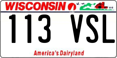 WI license plate 113VSL