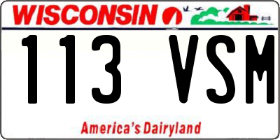 WI license plate 113VSM