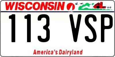 WI license plate 113VSP