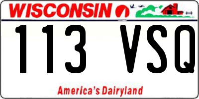 WI license plate 113VSQ