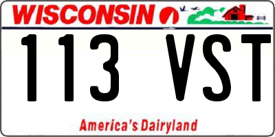 WI license plate 113VST