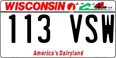 WI license plate 113VSW