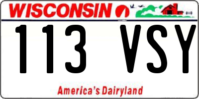 WI license plate 113VSY