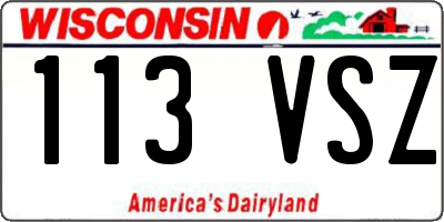 WI license plate 113VSZ