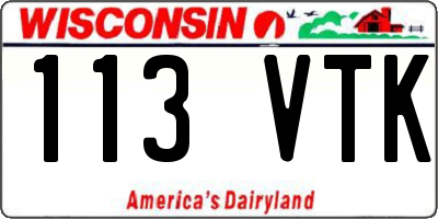 WI license plate 113VTK