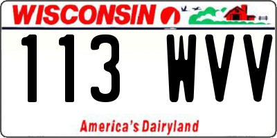 WI license plate 113WVV