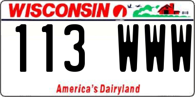 WI license plate 113WWW