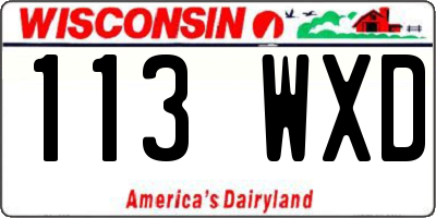 WI license plate 113WXD