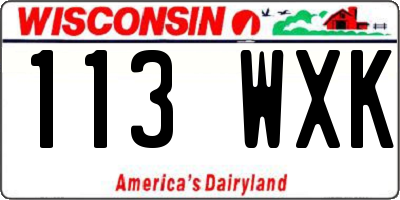 WI license plate 113WXK