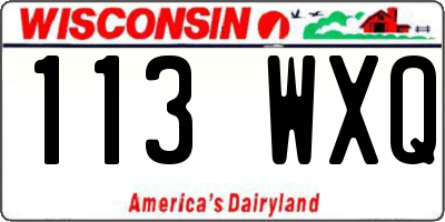 WI license plate 113WXQ