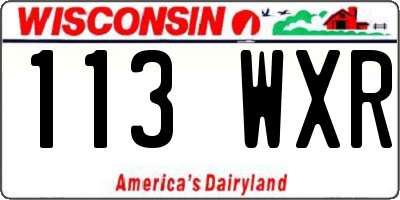 WI license plate 113WXR