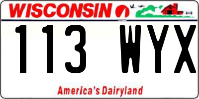 WI license plate 113WYX