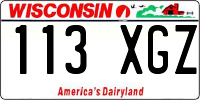 WI license plate 113XGZ