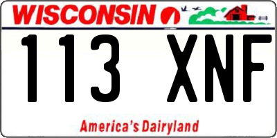 WI license plate 113XNF